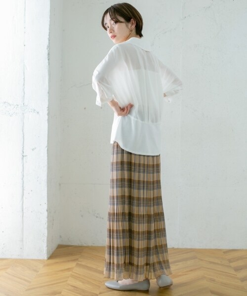 KBF（ケイビーエフ）の「格紋漸變百褶裙（スカート・レディース・棕色/灰色/黃色・one）」の13枚目の写真