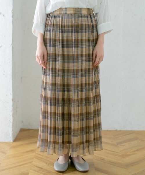 KBF（ケイビーエフ）の「格紋漸變百褶裙（スカート・レディース・棕色/灰色/黃色・one）」の14枚目の写真