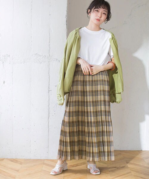 KBF（ケイビーエフ）の「格紋漸變百褶裙（スカート・レディース・棕色/灰色/黃色・one）」の10枚目の写真