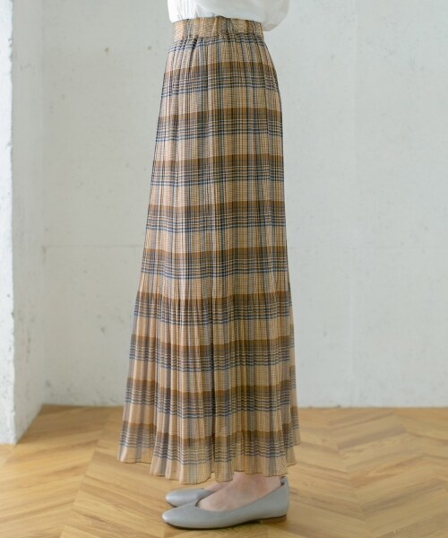 KBF（ケイビーエフ）の「格紋漸變百褶裙（スカート・レディース・棕色/灰色/黃色・one）」の15枚目の写真