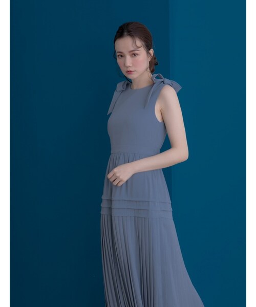 Marjorie（マージョリー）の「以愛之名，蝴蝶結肩帶後鏤空打摺拼接洋裝（ワンピース/ドレス・レディース・粉/淺藍・S/M）」の13枚目の写真