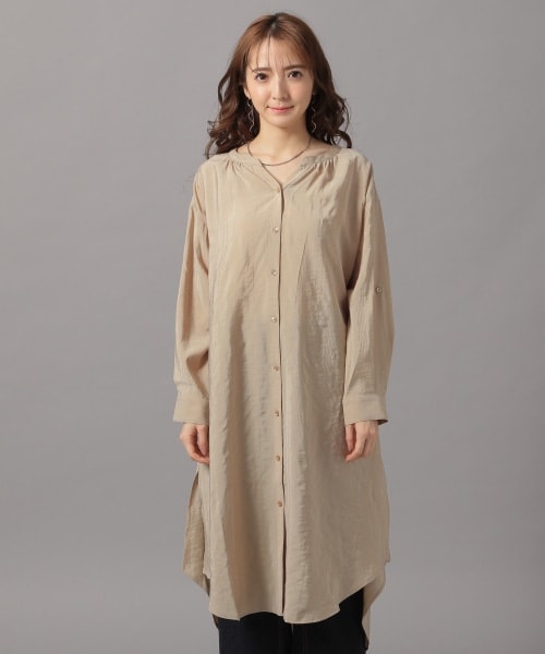 Andemiu(アンデミュウ)の「ヌキエリストライプシャツワンピース(ワンピース/ドレス・オフホワイト/ベージュ/ライトグリーン)」の14枚目の写真