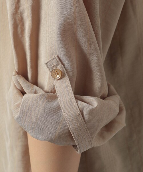 Andemiu(アンデミュウ)の「ヌキエリストライプシャツワンピース(ワンピース/ドレス・オフホワイト/ベージュ/ライトグリーン)」の21枚目の写真