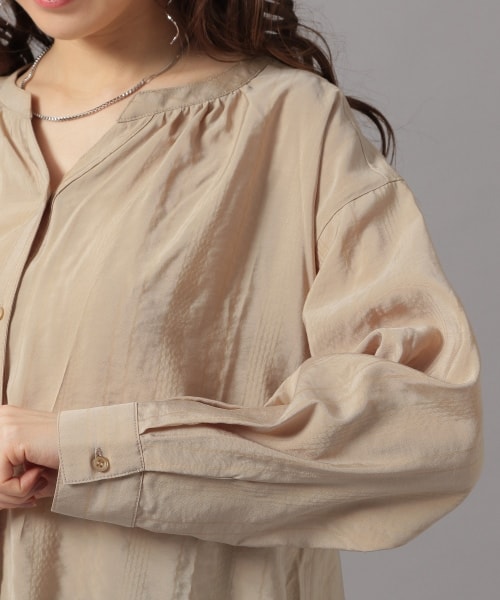 Andemiu(アンデミュウ)の「ヌキエリストライプシャツワンピース(ワンピース/ドレス・オフホワイト/ベージュ/ライトグリーン)」の20枚目の写真