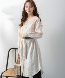 Andemiu | ヌキエリストライプシャツワンピース(ワンピース/ドレス)