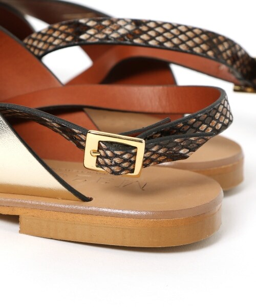 BARNYARDSTORM（バンヤードストーム）の「Ｗラインスクエアサンダル（シューズ・ゴールド/パイソン/ホワイト）」の16枚目の写真