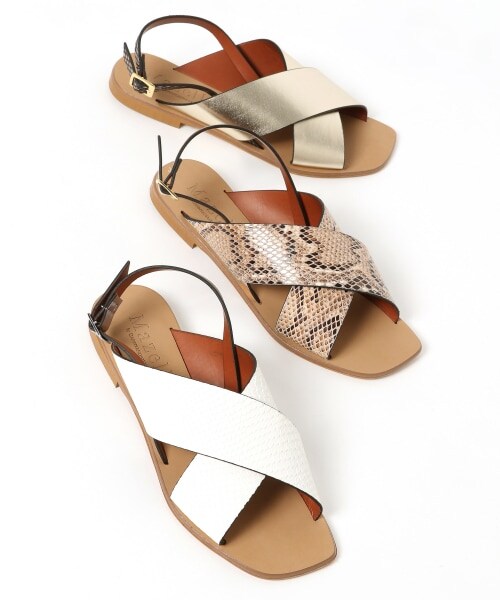 BARNYARDSTORM（バンヤードストーム）の「Ｗラインスクエアサンダル（シューズ・ゴールド/パイソン/ホワイト）」の18枚目の写真