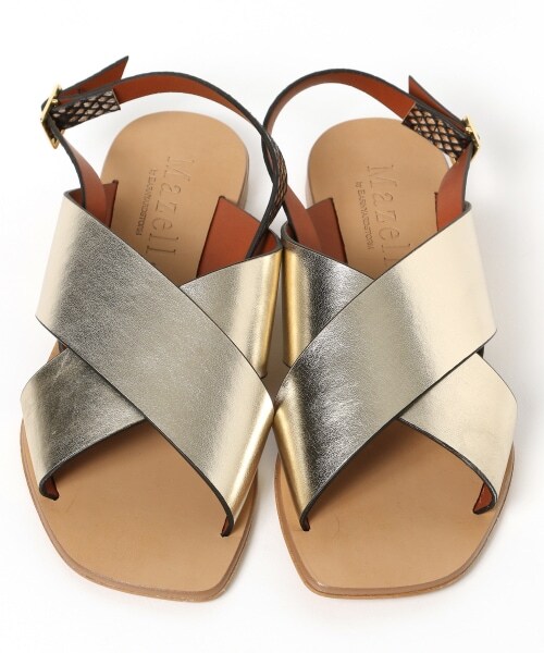 BARNYARDSTORM（バンヤードストーム）の「Ｗラインスクエアサンダル（シューズ・ゴールド/パイソン/ホワイト）」の10枚目の写真