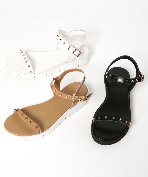 BARNYARDSTORM（バンヤードストーム）の「スタッズフラットサンダル（シューズ・(WEB限定)ホワイト/ブラック/キャメル）」の15枚目の写真