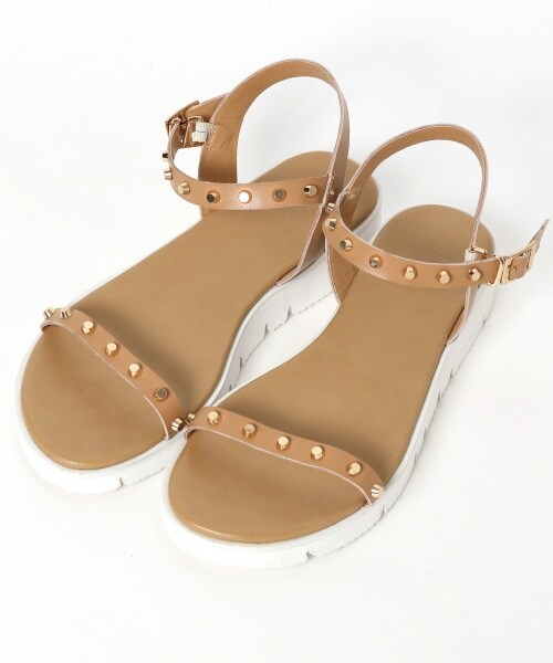 BARNYARDSTORM（バンヤードストーム）の「スタッズフラットサンダル（シューズ・(WEB限定)ホワイト/ブラック/キャメル）」の6枚目の写真