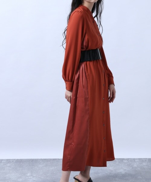 HARE（ハレ）の「スタンドエリキリカエマキシワンピース（ワンピース/ドレス・ブラック/ブラック系その他/テラコッタ）」の3枚目の写真