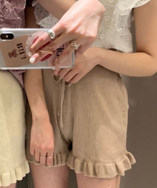 Heather(ヘザー)の「あいねねコラボニットショートパンツ(パンツ・ホワイト/ピンクベージュ/ブラウン)」の2枚目の写真