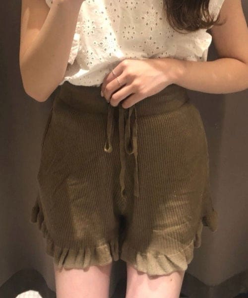 Heather(ヘザー)の「あいねねコラボニットショートパンツ(パンツ・ホワイト/ピンクベージュ/ブラウン)」の3枚目の写真