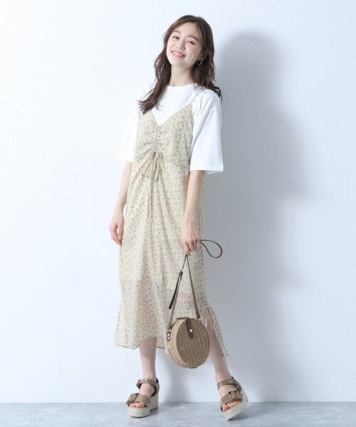 Heather（ヘザー）の「レトロコバナガラキャミワンピース（ワンピース/ドレス・ベージュ系/ブラウン系/グリーン系）」の4枚目の写真