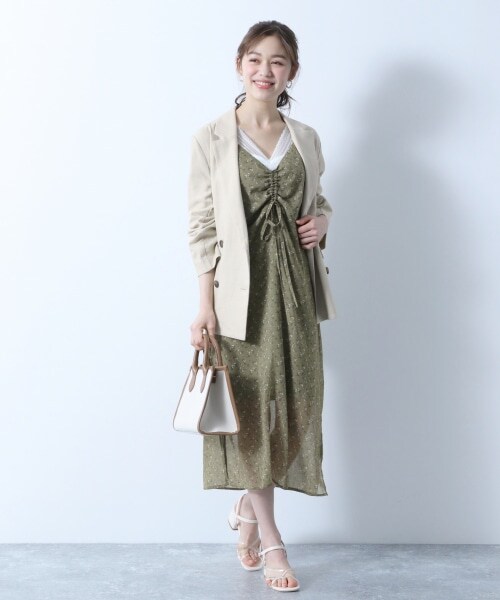 Heather（ヘザー）の「レトロコバナガラキャミワンピース（ワンピース/ドレス・ベージュ系/ブラウン系/グリーン系）」の9枚目の写真