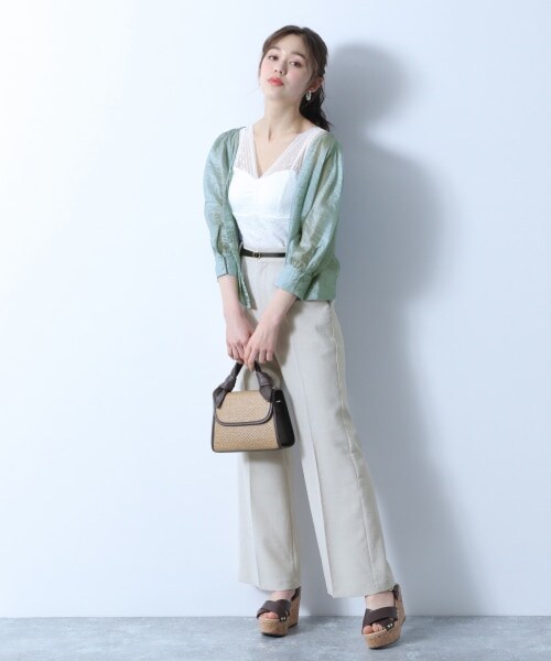 Heather(ヘザー)の「リネンライクスラックス(パンツ・アイボリー/レッド系/ブラウン/ブルー)」の5枚目の写真