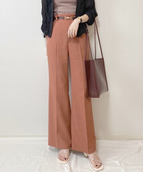 Heather(ヘザー)の「リネンライクスラックス(パンツ・アイボリー/レッド系/ブラウン/ブルー)」の2枚目の写真