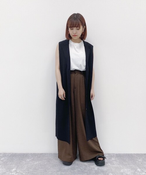 JEANASIS(ジーナシス)の「リネンライクワイドパンツ(パンツ・ライトブラウン())」の2枚目の写真