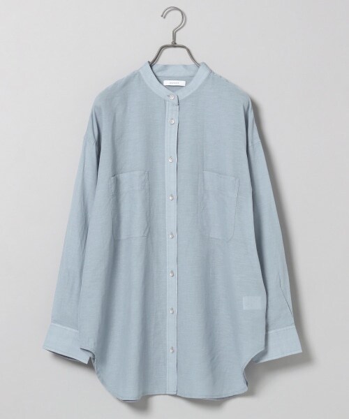 JEANASIS（ジーナシス）の「コットンリネンバンドカラーシャツLS（トップス・オフホワイト()/チャコールグレー()/ブルー()）」の3枚目の写真