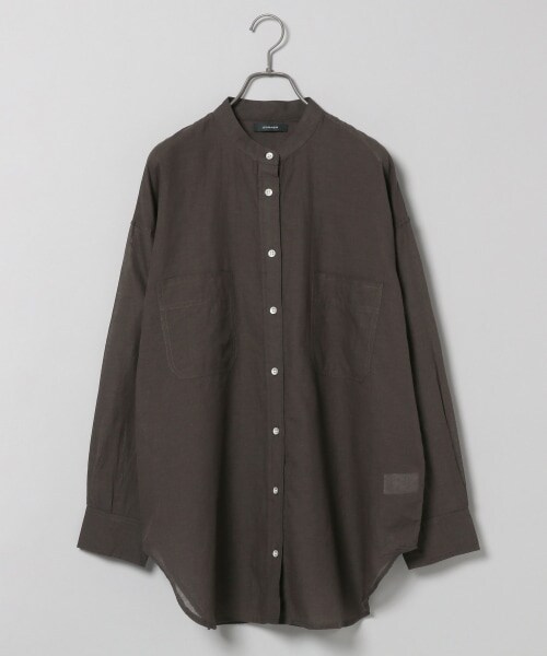 JEANASIS（ジーナシス）の「コットンリネンバンドカラーシャツLS（トップス・オフホワイト()/チャコールグレー()/ブルー()）」の2枚目の写真