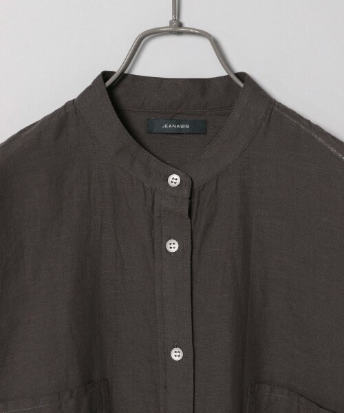 JEANASIS（ジーナシス）の「コットンリネンバンドカラーシャツLS（トップス・オフホワイト()/チャコールグレー()/ブルー()）」の9枚目の写真