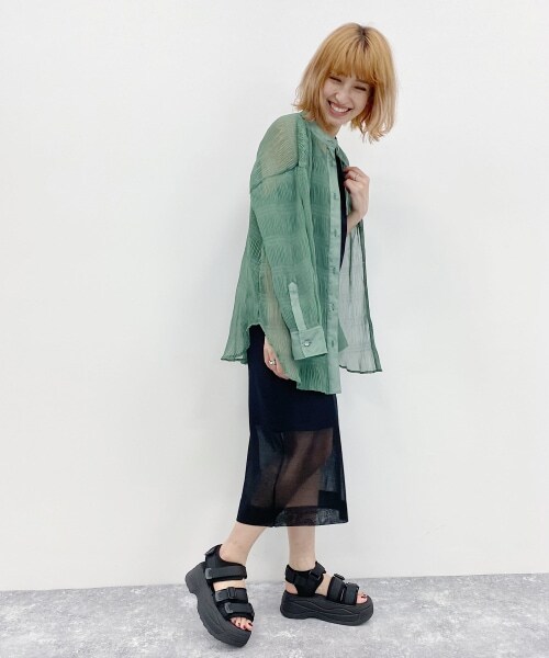 JEANASIS(ジーナシス)の「14Gシアーロングノースリーブ2P(ワンピース/ドレス・ブラック()/ライトベージュ()/カーキ())」の7枚目の写真