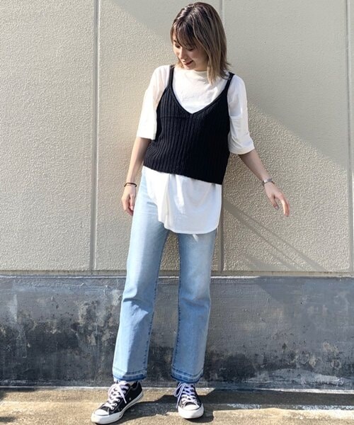 JEANASIS（ジーナシス）の「7Gワイドリブオーバーキャミ（トップス・ブラック()/ベージュ(1)/カーキ()）」の4枚目の写真