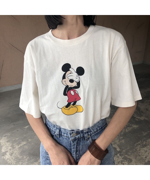 copine(コピン)の「目隠しミッキーTシャツ(2color)【クリックポスト対象商品】(Tシャツ/カットソー・レディース・その他)」の4枚目の写真