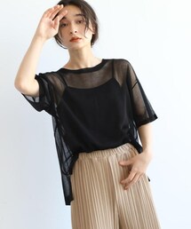 OZOC | [洗える]キャミ付シアーニットプルオーバー(トップス)
