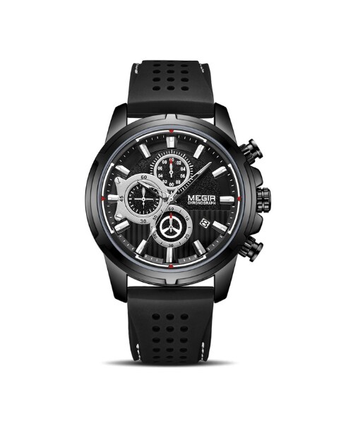 no brand(ノーブランド)の「【MEGIR】 クロノグラフ シリコンバンド メンズ 腕時計 防水 日付表示 ルミナスハンズ 海外トップブランド かっこいい 【選べる3色】(その他・メンズ・その他)」の4枚目の写真