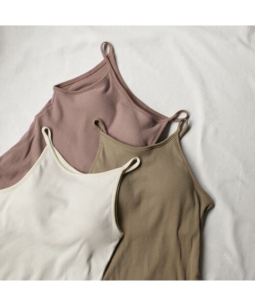 Lavish Gate（ラヴィッシュゲート）の「nh-tops-04038　日本製　カップ付き　アメリカンスリーブ キャミソール　エクリュ　カーキ　モーヴ（キャミソール・レディース・その他）」の9枚目の写真
