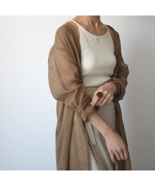 Lavish Gate（ラヴィッシュゲート）の「nh-tops-04038　日本製　カップ付き　アメリカンスリーブ キャミソール　エクリュ　カーキ　モーヴ（キャミソール・レディース・その他）」の6枚目の写真