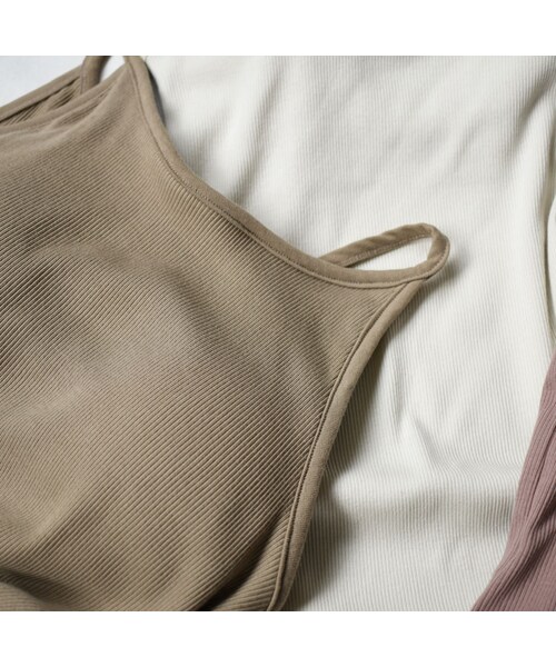 Lavish Gate（ラヴィッシュゲート）の「nh-tops-04038　日本製　カップ付き　アメリカンスリーブ キャミソール　エクリュ　カーキ　モーヴ（キャミソール・レディース・その他）」の10枚目の写真