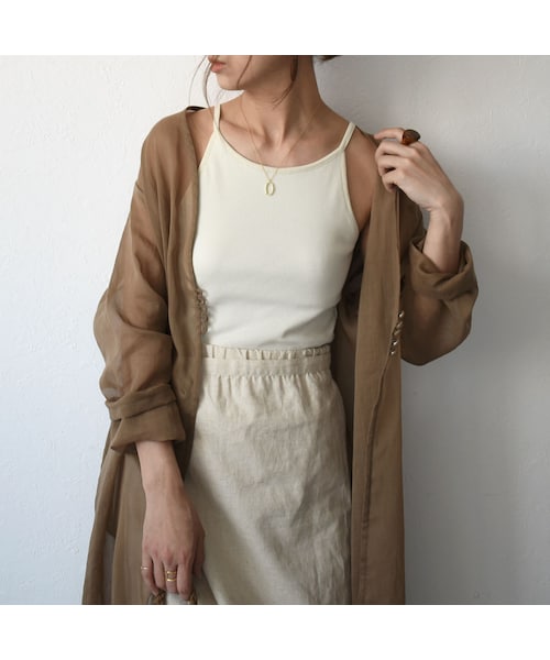 Lavish Gate（ラヴィッシュゲート）の「nh-tops-04038　日本製　カップ付き　アメリカンスリーブ キャミソール　エクリュ　カーキ　モーヴ（キャミソール・レディース・その他）」の7枚目の写真