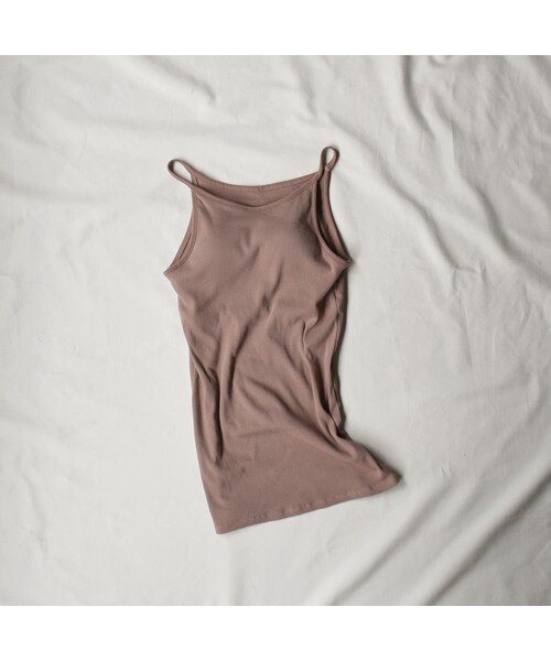Lavish Gate（ラヴィッシュゲート）の「nh-tops-04038　日本製　カップ付き　アメリカンスリーブ キャミソール　エクリュ　カーキ　モーヴ（キャミソール・レディース・その他）」の11枚目の写真