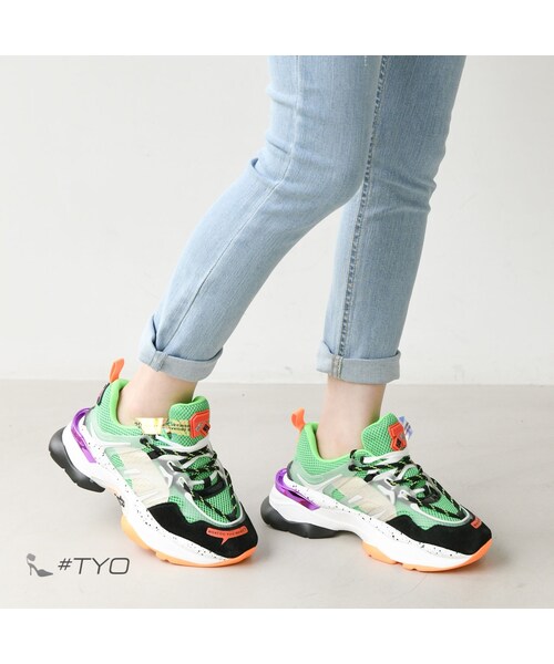 no brand（ノーブランド）の「厚底スポーティースニーカー蛍光色