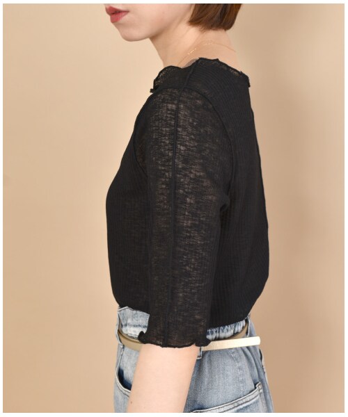 w closet（ダブルクローゼット）の「切替メロー半袖プルオーバー（トップス・レディース・オフホワイト/Sミント/Sオレンジ/ブラック・FREE/M/L）」の13枚目の写真