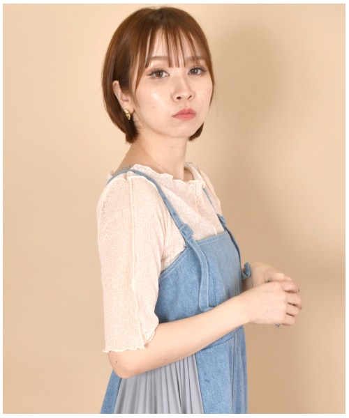 w closet（ダブルクローゼット）の「切替メロー半袖プルオーバー（トップス・レディース・オフホワイト/Sミント/Sオレンジ/ブラック・FREE/M/L）」の8枚目の写真