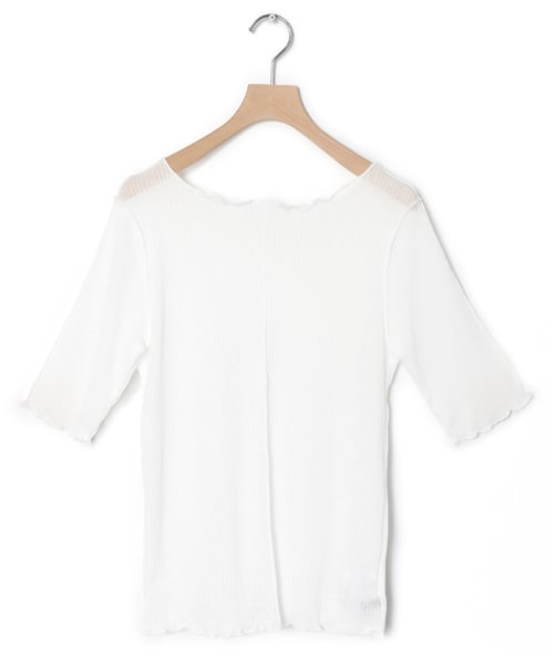 w closet（ダブルクローゼット）の「切替メロー半袖プルオーバー（トップス・レディース・オフホワイト/Sミント/Sオレンジ/ブラック・FREE/M/L）」の6枚目の写真