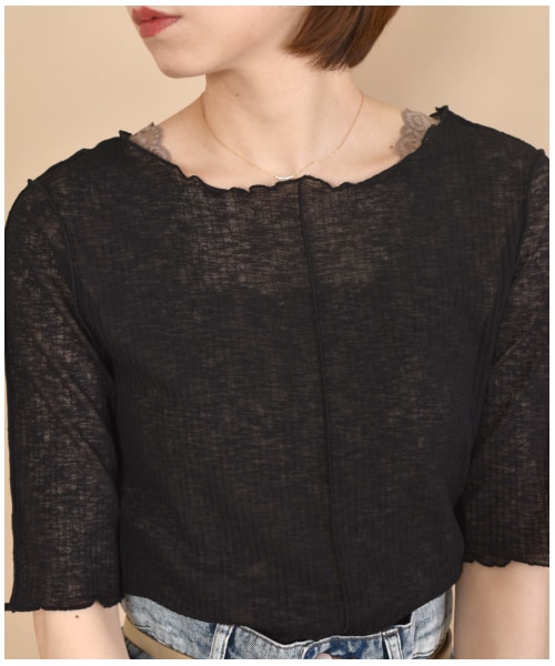 w closet（ダブルクローゼット）の「切替メロー半袖プルオーバー（トップス・レディース・オフホワイト/Sミント/Sオレンジ/ブラック・FREE/M/L）」の16枚目の写真