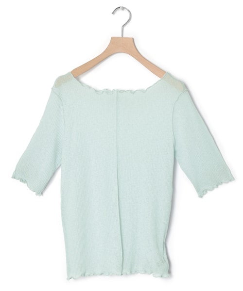 w closet（ダブルクローゼット）の「切替メロー半袖プルオーバー（トップス・レディース・オフホワイト/Sミント/Sオレンジ/ブラック・FREE/M/L）」の4枚目の写真