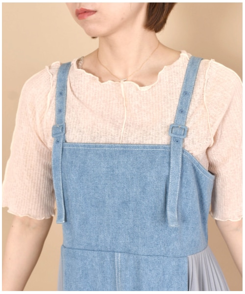 w closet（ダブルクローゼット）の「切替メロー半袖プルオーバー（トップス・レディース・オフホワイト/Sミント/Sオレンジ/ブラック・FREE/M/L）」の11枚目の写真