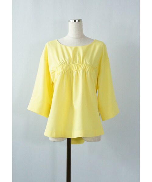 --（--）の「フロントギャザートップス（シャツ/ブラウス・レディース・ブラック/ホワイト/イエロー・M）」の3枚目の写真