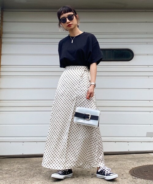 PAGEBOY（ページボーイ）の「モンガララップスカート（スカート・レディース・オフホワイト/ブラック/ネイビー・F）」の5枚目の写真