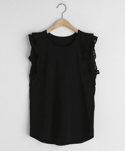 DHOLIC（ディーホリック）の「ダブルフリルスリーブレス（タンクトップ・レディース・ホワイト/グリーン/ブラウン/ブラック/ピンク・FREE）」の2枚目の写真