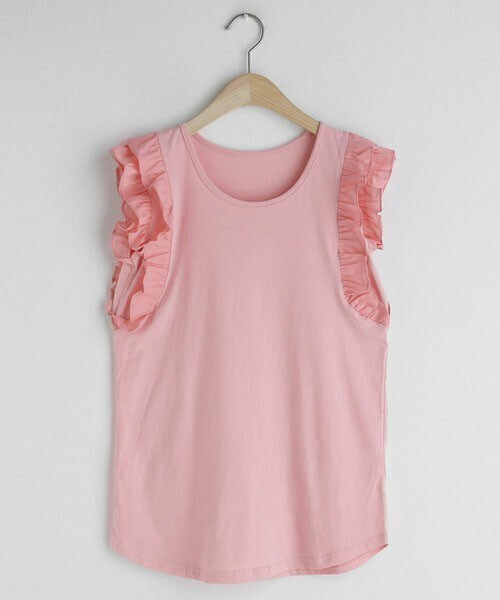 DHOLIC（ディーホリック）の「ダブルフリルスリーブレス（タンクトップ・レディース・ホワイト/グリーン/ブラウン/ブラック/ピンク・FREE）」の5枚目の写真