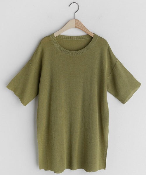 DHOLIC(ディーホリック)の「スリット半袖ニット(ニット/セーター・レディース・ベージュ/ブラック/レッド/グリーン/ブルー・FREE)」の3枚目の写真