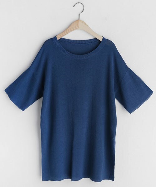 DHOLIC(ディーホリック)の「スリット半袖ニット(ニット/セーター・レディース・ベージュ/ブラック/レッド/グリーン/ブルー・FREE)」の4枚目の写真