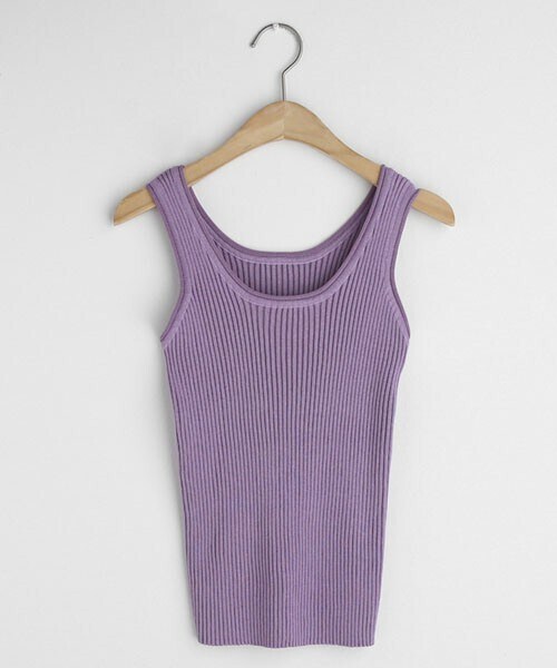 DHOLIC（ディーホリック）の「リブスリムスリーブレス（タンクトップ・レディース・グリーン/ベージュ/ブラック/パープル・FREE）」の4枚目の写真