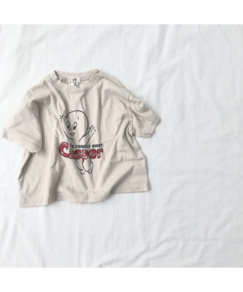 cache cache（カシュ カシュ）の「キャスパーTシャツ（ベージュ/チャコールグレー）140.150（Tシャツ/カットソー・キッズ・その他）」の2枚目の写真